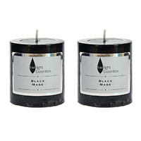 2x Pillar Candles Set Black Musk Scented 6.8x7.5cm