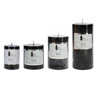 Twilight Essential Pillar Candles Set Black Musk Scented Wax 4 Pieces