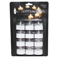 12pce LED Tealight Battery Operated Candles, Safe Alternative, No Heat
