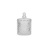 1pce Glass Jar, Etched Diamond Shape Candy Jar (8.5x13cm)