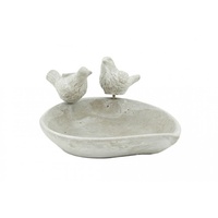 18cm Cement Bird Feeder Heart Shaped Plate with 2 Birds, Home & Garden