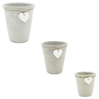 1pce Cement Pot with Heart Pendant for Home & Garden Plants Display