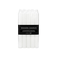 New 5pce Pack Dinner / Taper Candle 8 Inch / 20.3cm 7 Hour Burn Time