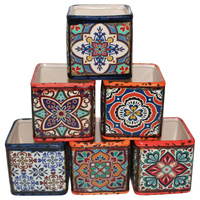 1pce 7.5cmx7.5cm Ceramic Pot Planter in Urban Turkish/Moroccan Style