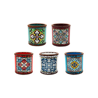 New 1pce Turkish/Urban Inspired Ceramic Flower Pot 7.3x7.5cmH Round Cylinder Look