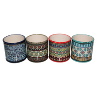 4pce Set Ceramic Pot Planter 13cm in Urban Turkish/Moroccan Styles 4 Colours