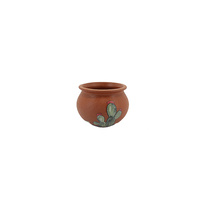 10x12cm Flower Pot Terracotta with Cactus Art Work - Herbs, Flowers, Succulents