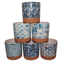 New 1pce Indego Style Prints Ceramic Flower Pot 16.5x17.5cmH Large