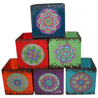 New 1pce Turkish/Urban Mandala Ceramic Flower Pot Rustic 13x13x13cm