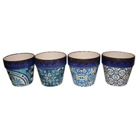 New 1pce Indego Style Prints Ceramic Flower Pot Traditional 15.5x16.5cm-Lge