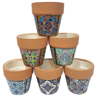 New 1pce Turkish/Urban Inspired Ceramic Flower Pot 7x7cmH Round Look