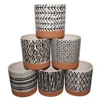 New 1pce Black and White Modern Ceramic Flower Pots 16.5x17.5cm