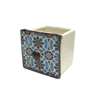 Aqua Drawer Design Ceramic 9cm Pot Planter for Herbs, Succulents, Flowers