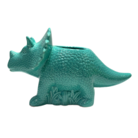 Aqua Dinosaur Ceramic 24.5cm Pot Planter for Herbs, Succulents, Flowers