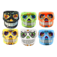 1pce Sugar Skull Flower Ceramic Pot 12x14.5x9.5cm Succulents or Herbs Planter Cute Colourful