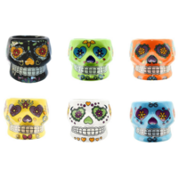 Ceramic Pot Sugar Skull Glazed 6 Asstd 9.3x10.5x7cm Succulents, Herbs Planter