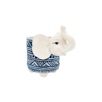 17x13x17cm Blue Ceramic Elephant Pot Plant for - Herbs, Flowers, Succulents