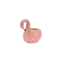 Ceramic Flower Pot Flamingo 13x9.5x12.5cm for - Herbs, Flowers, Succulents