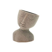 New 1pce Flower Pot Head Stoneware Man 14.3x11x16.7cm with Leaning Head Herbs and Succulents
