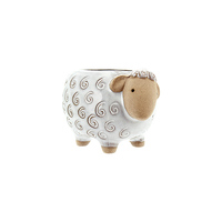 Sheep Pot Cute Enamel 14.1x9.9x8.8cm Glazed Ceramic Planter, Herbs & Succulents