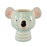 Flower Pot Cute Koala 13.7x9.4x12.6 - Blue Design Glazed Ceramic Planter Succulent