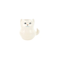 New 1pce White Pot Cat 10.5x7.5x10.5cm Flower Herb Planter Ceramic Cute Kitty
