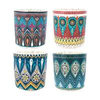 1pce Flower Pot Round Arabesque 8x8x8.5cm Glazed Ceramic Herbs & Succulents Planter