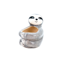 1pce Medium Pot Sloth Planter White and Grey 10.5x13.5x14CM Herbs and Flowers