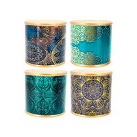 New 1pce Metallic Mandala Pot 13.3x12.5cm Ceramic 4 Assorted Design Planter Decor