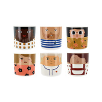 Pot Head Ceramic Planter Round Male Face Range 10x10x10cm Stylish Décor Succulent 6 Asstd