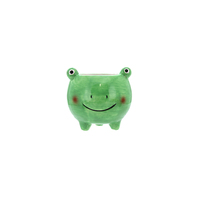Pot Cute Frog Green 10.8x9x8.6cm Glazed Ceramic Planter, Herbs & Succulents