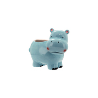 1pce Ceramic Cute Pot Hippo Blue 19.5x13x15.8cm Planter Succulents