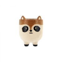 Brown Fox Head Pot Planter 14cm Ceramic Flower Plant Holder Indoor Decor