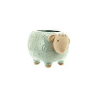 Sheep Pot Green Glazed 14.1x9.9x8.8cm Ceramic Planter, Herbs & Succulents