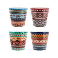 Moroccan Inspired Pot Planters Flower 4 Asstd 12x12x11cm Glazed For Herbs
