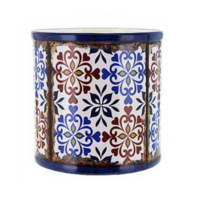 1pce Blue Mosaic Round Ceramic 13.5cm Pot Planter for Herbs, Succulents, Flowers