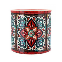 1pce Red Cross Round Ceramic 13.5cm Pot Planter for Herbs, Succulents, Flowers