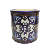 Navy X Round Ceramic 13.5cm Pot Planter for Herbs, Succulents, Flowers