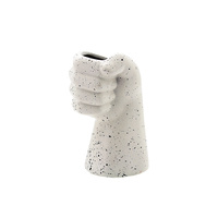 Vase/Pot Clenched Fist 10x9.5x16cm Marble Finish Ceramic Planter for Herbs