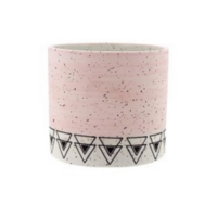 Round Ceramic Pot Planter For Herbs & Cactus 1 Piece Pink 13.5x13.5x12.2cm 