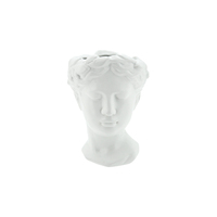 Girl Pot White Statue 13.5x14.5x19cm Glazed Ceramic Planter, Herbs & Succulents