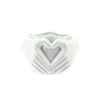Pot w/Hand Heart White 17x14.5x11.7cm Glazed Ceramic Planter, Herbs & Succulents