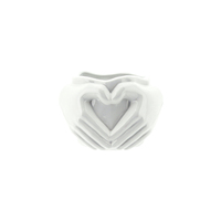 Pot w/Hand Heart White 13.5x11x9.4cm Glazed Ceramic Planter, Herbs & Succulents