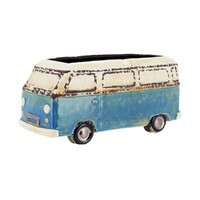 1pce Blue Combi Van 25cm Ceramic Pot Planter for Herbs, Succulents, Flowers