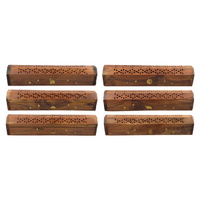 1pce Coffin Style Incense Box Holder with Incense Storage at Base SHESHAM WOOD