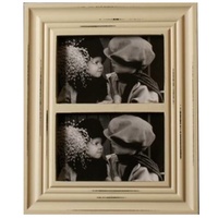 23x28cm Antique White 2 Picture, Dule Photo Frame for - 4x6 photo prints Shabby