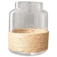 Medium 22x17cm Glass Candle Lantern with Roap Trim Beach Theme