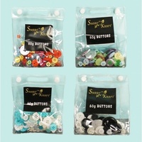 4 x 60g Packs of Assorted Colours / SizesButtons in seperate pvc bags