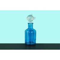 3pce 17cm Glass Blue Bottle with Fish Stopper, Water, Wine Decanter OD1071