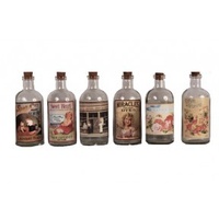 5.5x14cm Vintage Style Labeled Cork Top Bottle - Set of 6 Assorted